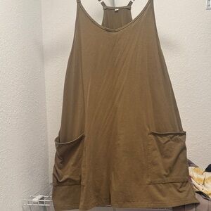 Amazon Women's Olive Green Strapless Dress with Pockets